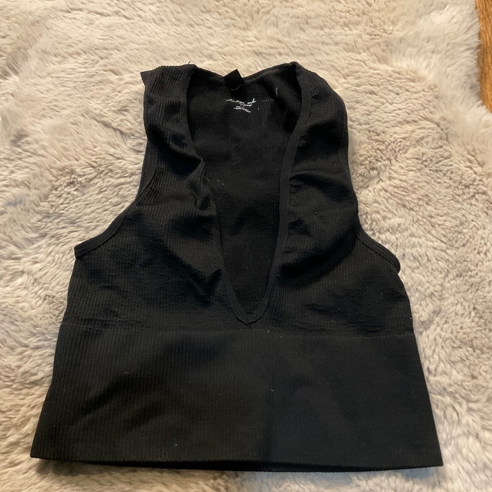 Urban Outfitters Out From Under Size Small Tank Deep V Neck Black Ribbed Womens